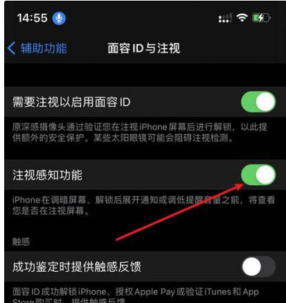 钢城苹果14维修网点分享iPhone14注视感知功能有什么用 